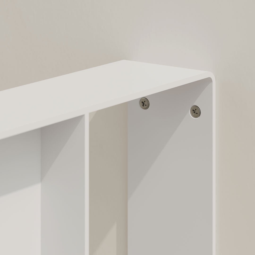 close up of the scres used on rectangle blade panel sign in white