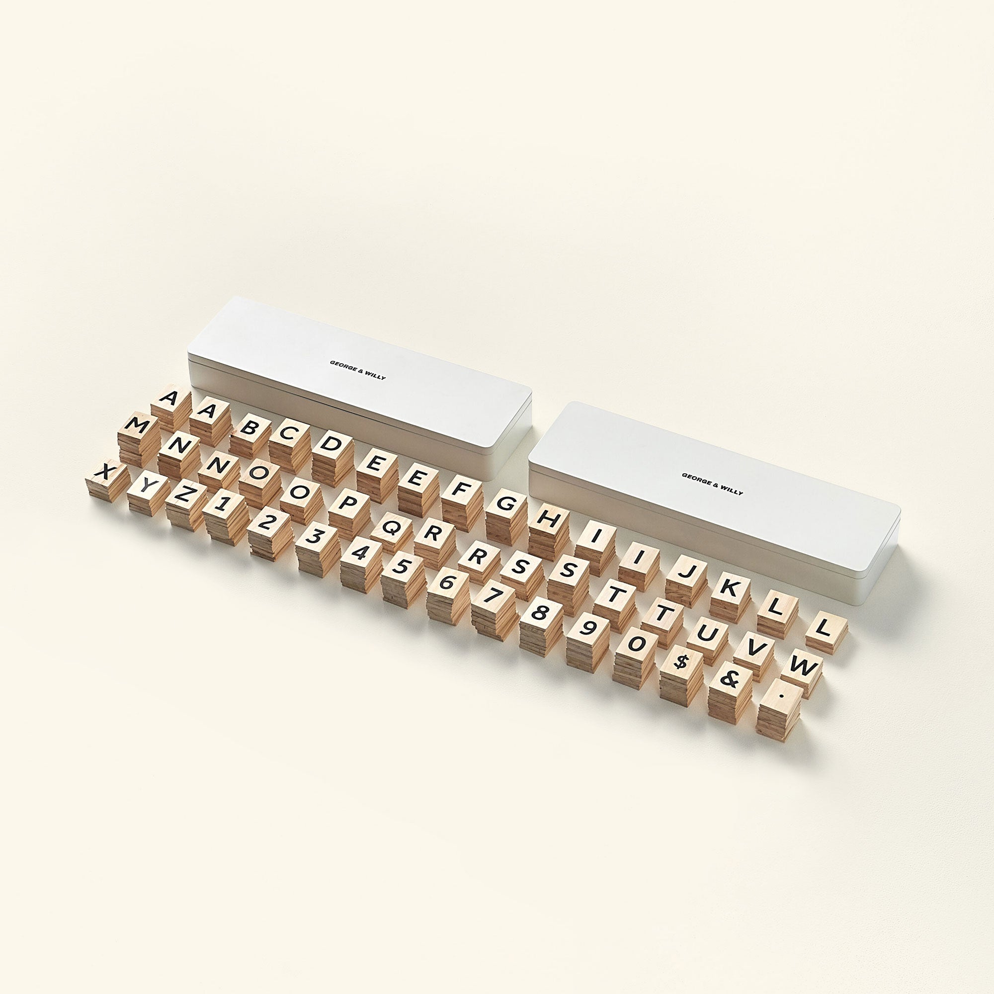 contents of the extra wooden board letters displayed neatly