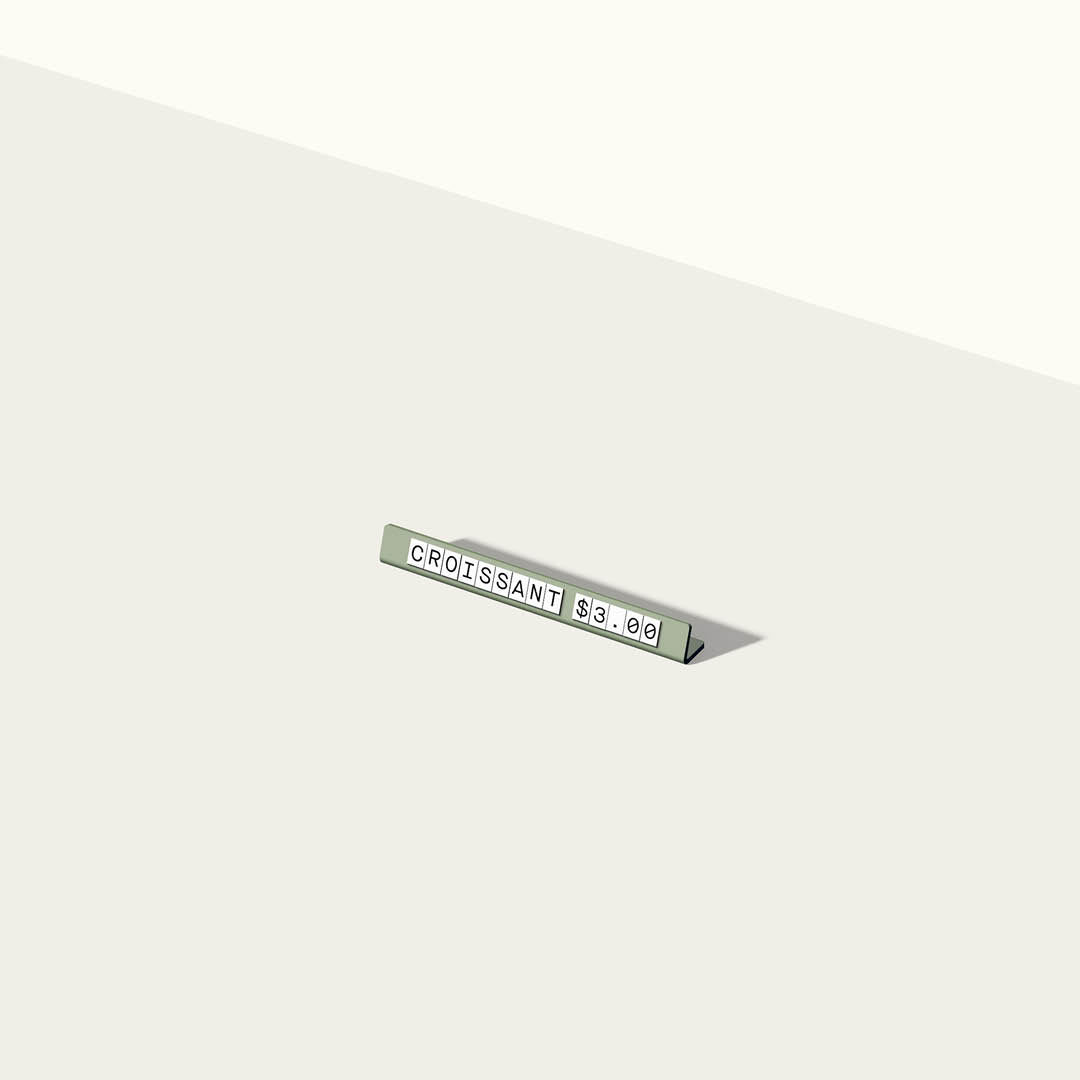 single large pricing sign in the studio