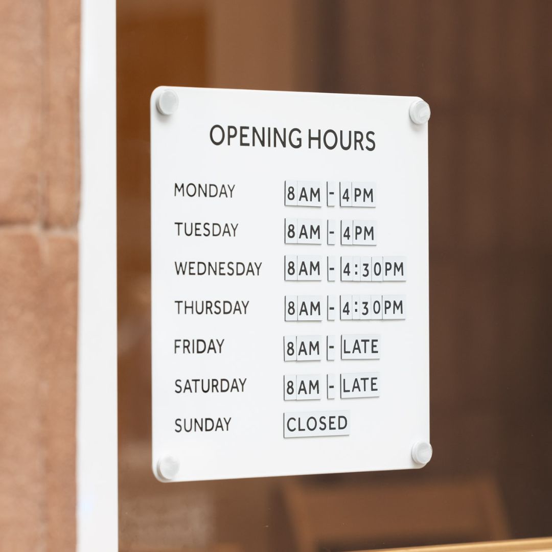 Opening Hours Sign, Shop Hours Sign, Store Hours Sign, Store Open Hours Sign , Opening Time Sign