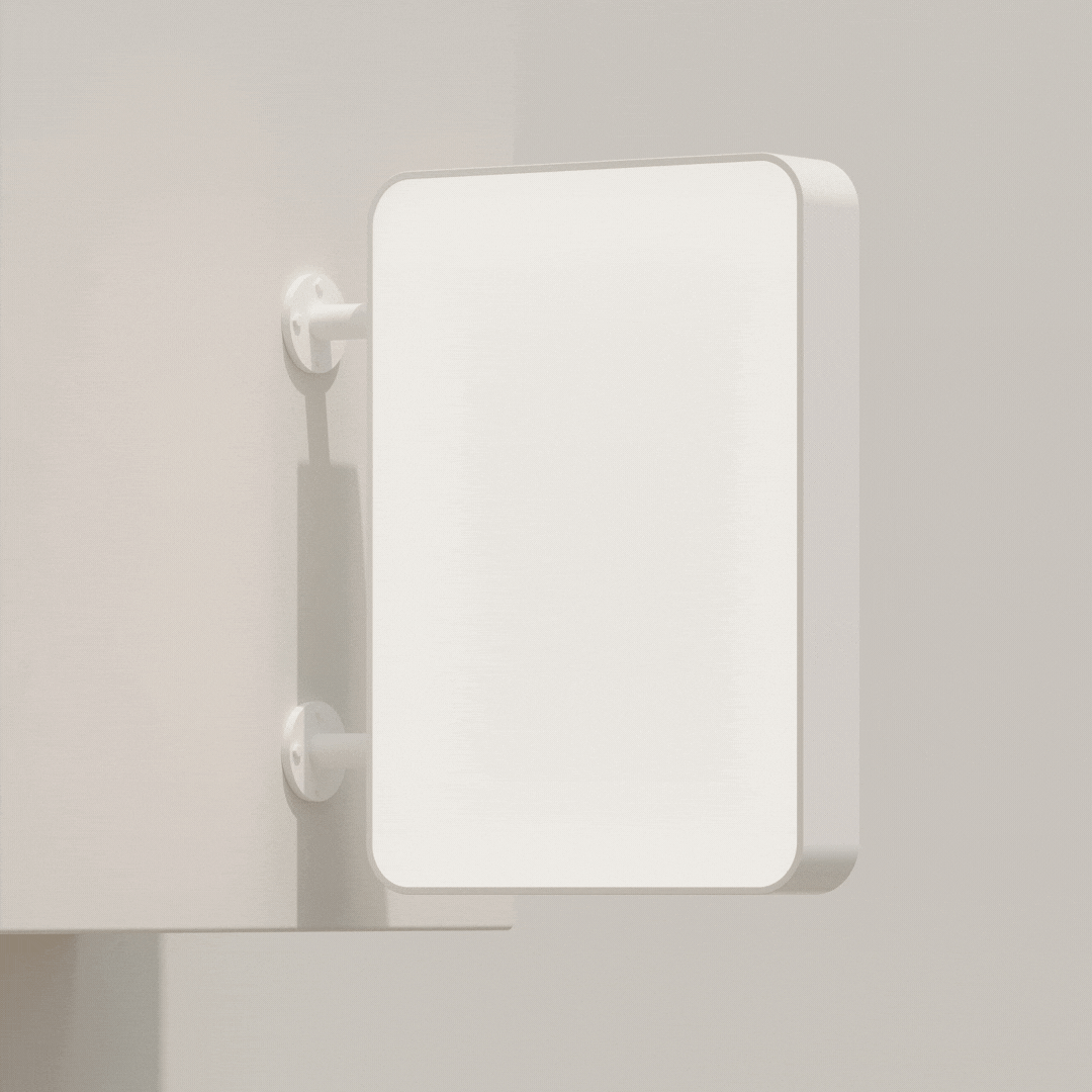 a gif of the white lightbox LED sign turning on and off
