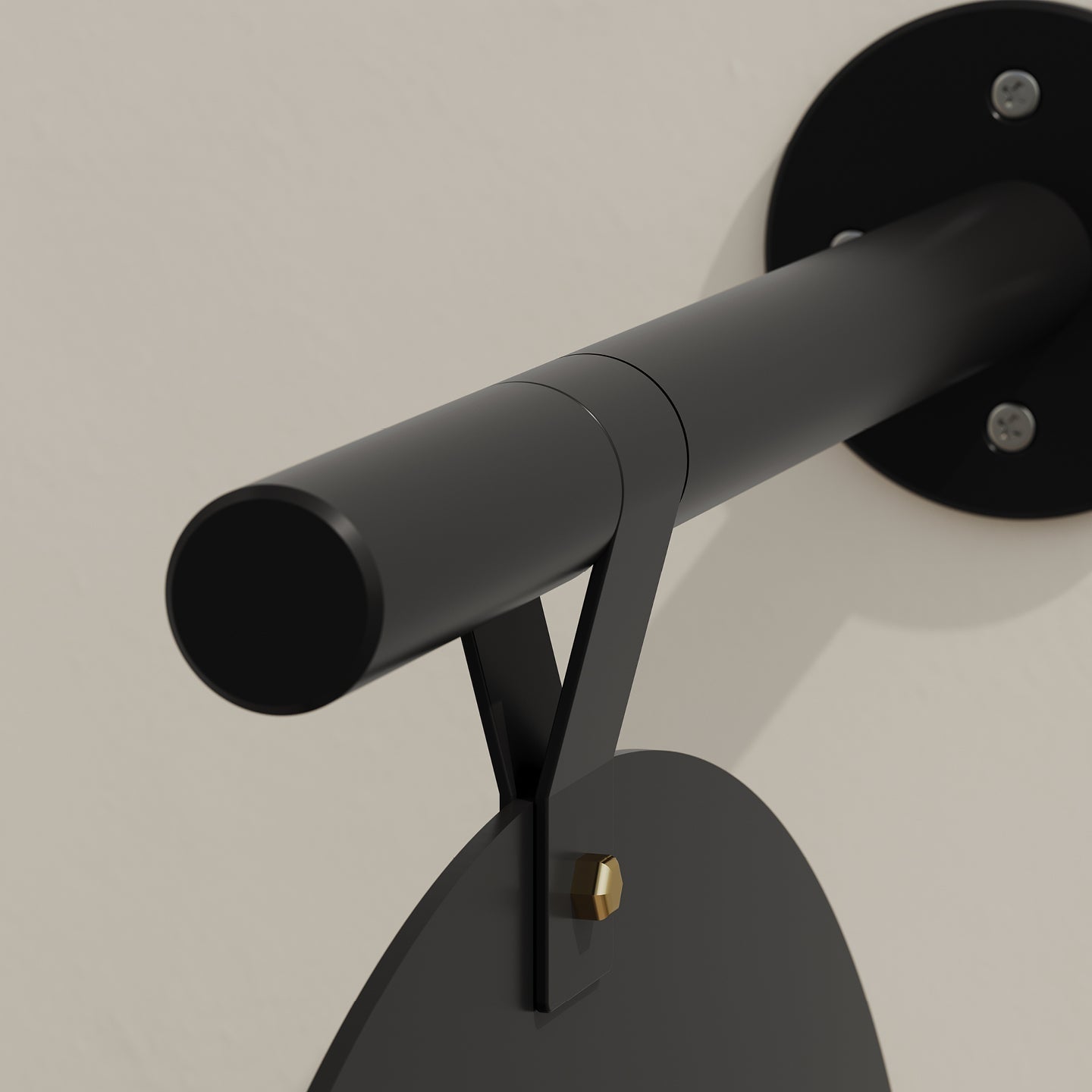 close up of the strap holding the hanging round wall sign