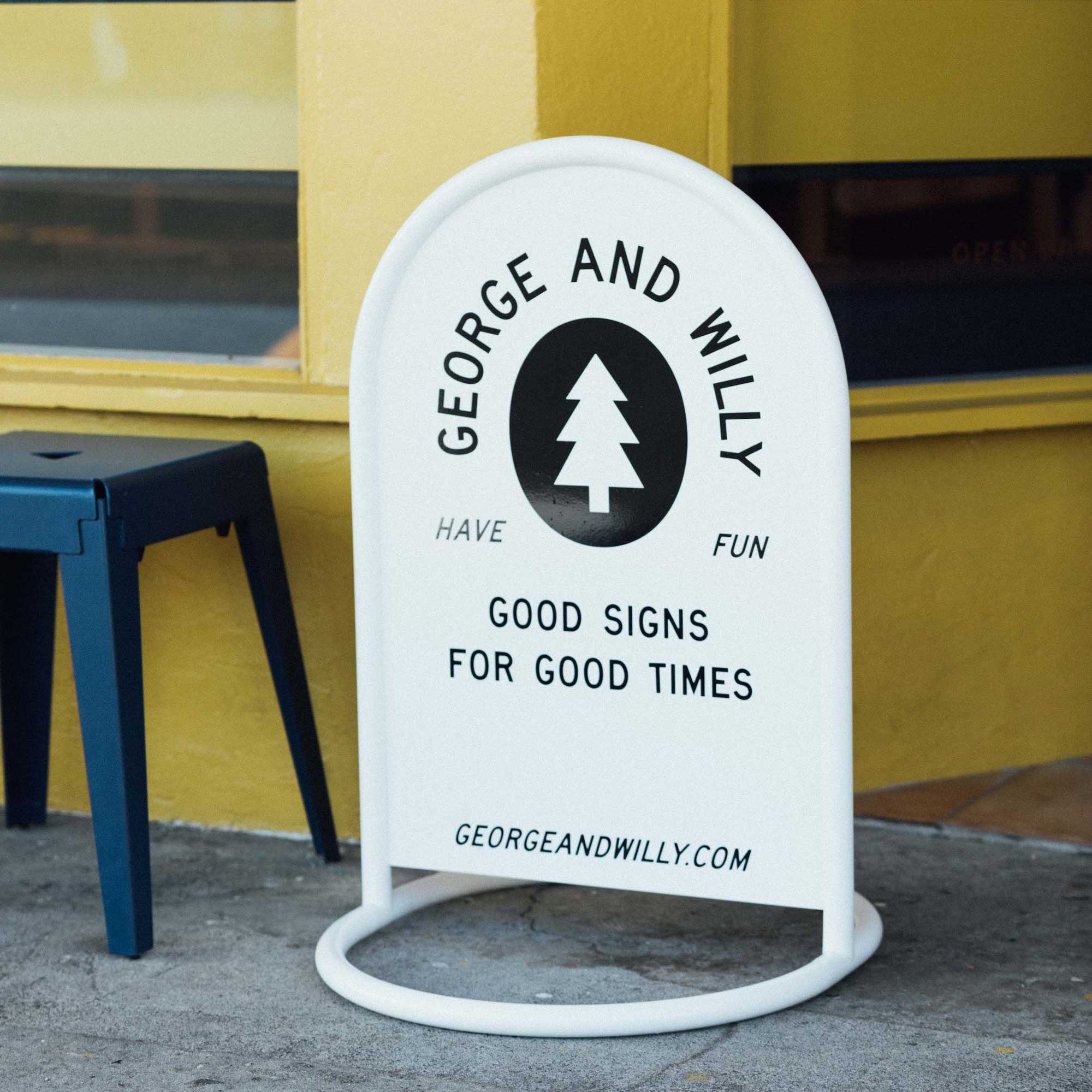 Rounded Sidewalk Sign - George and Willy